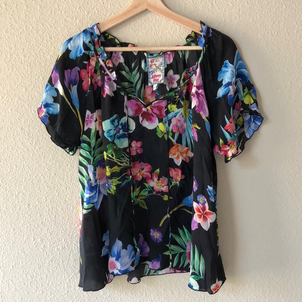Johnny Was Aruba Kadence Short Sleeve Top Size M